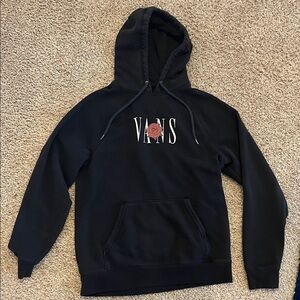 Vans Black Hoodie with Rose Graphic